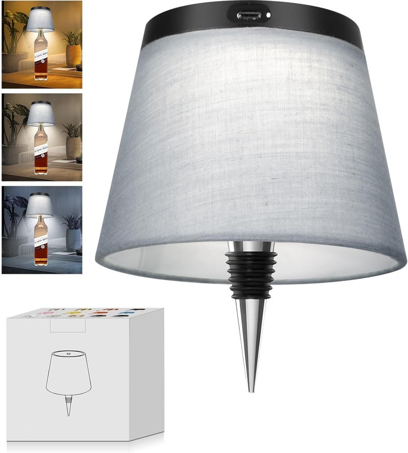 Hoide Store 2025 New Bottle Lamp - LED Bottle Lights for Liquor & Wine Bottles, Cordless Lampshade, Whiskey Bottle Top Light, Bottle Stopper Night Light Kit, Rechargeable 3-Tone Touch-Dimmable - Image 1